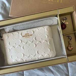 Coach Box Corner Zip Wristlet with Charms